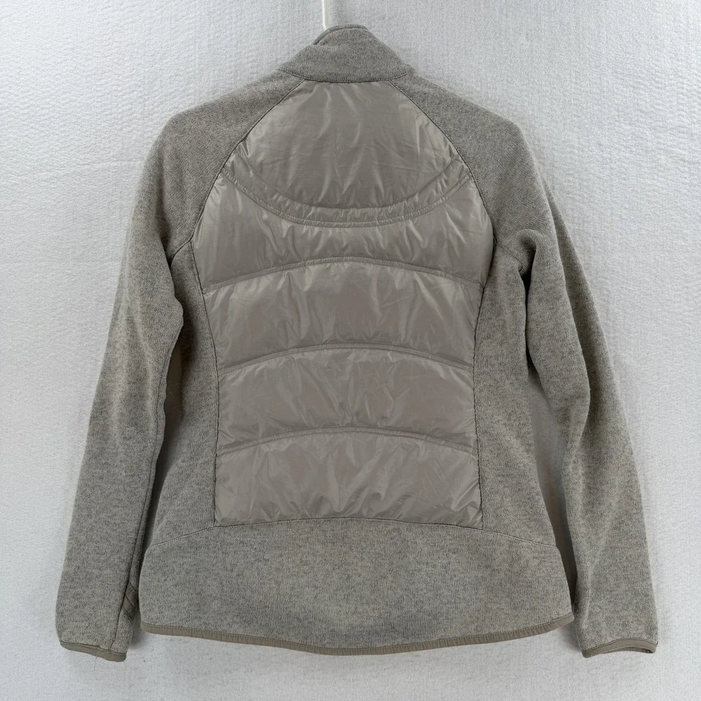 Michael Michael Kors Jacket Womens Small Gray Quilted Puffer Knit Zip Thumbholes